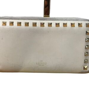 Valentino Garavani White Wallet with Gold Studs